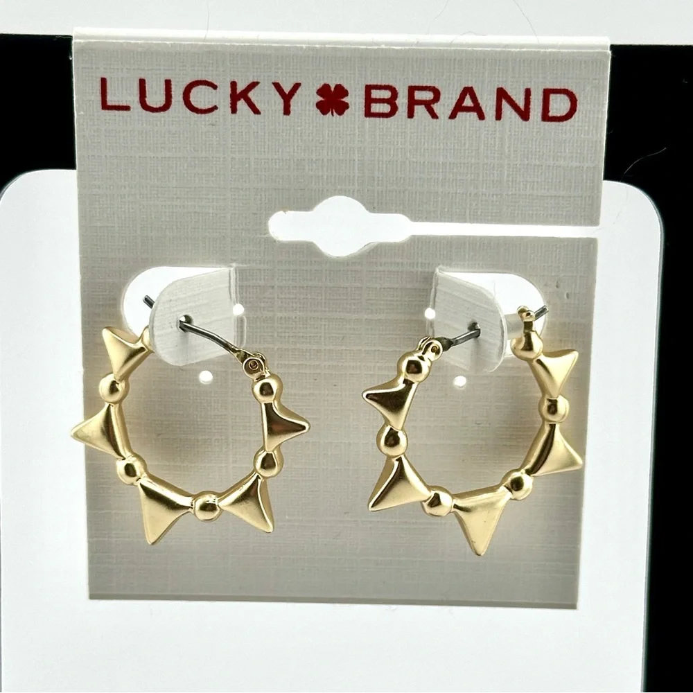 Lucky Brand NWT Spike Gold Hoop Earrings
